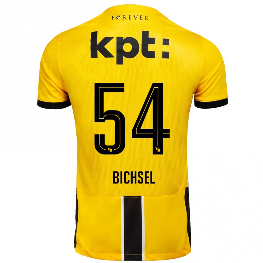 Kinder Fußball Joel Bichsel #54 Gelb Schwarz Heimtrikot Trikot 2024/25 T-Shirt Luxemburg