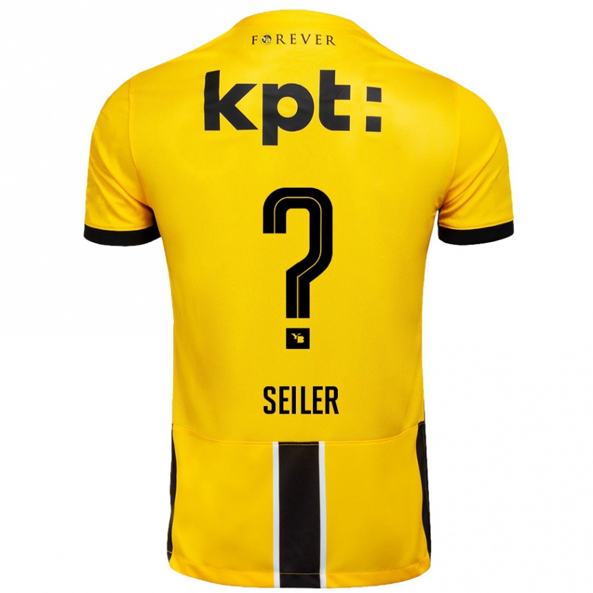 Kinder Fußball Mats Seiler #0 Gelb Schwarz Heimtrikot Trikot 2024/25 T-Shirt Luxemburg