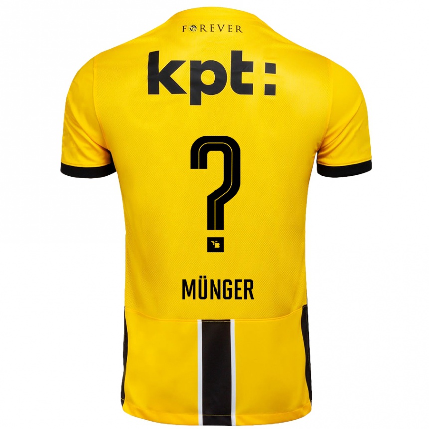 Kinder Fußball Nil Münger #0 Gelb Schwarz Heimtrikot Trikot 2024/25 T-Shirt Luxemburg