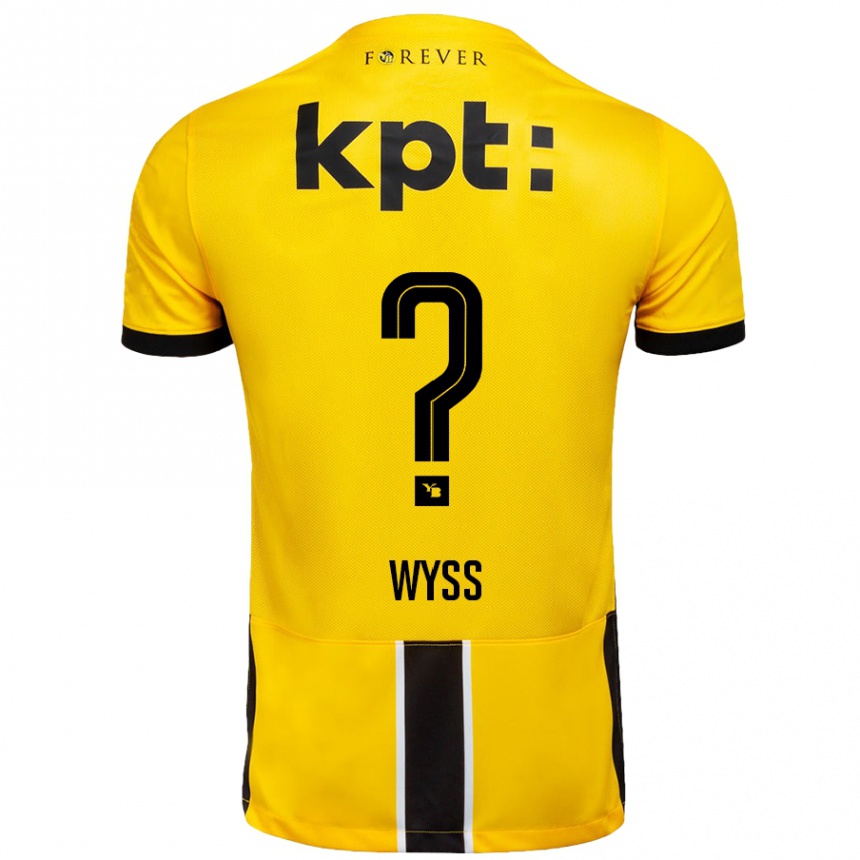 Kinder Fußball Ryan Wyss #0 Gelb Schwarz Heimtrikot Trikot 2024/25 T-Shirt Luxemburg