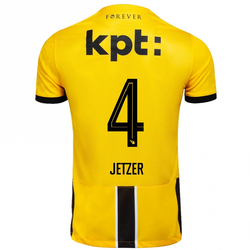 Kinder Fußball Lorin Jetzer #4 Gelb Schwarz Heimtrikot Trikot 2024/25 T-Shirt Luxemburg