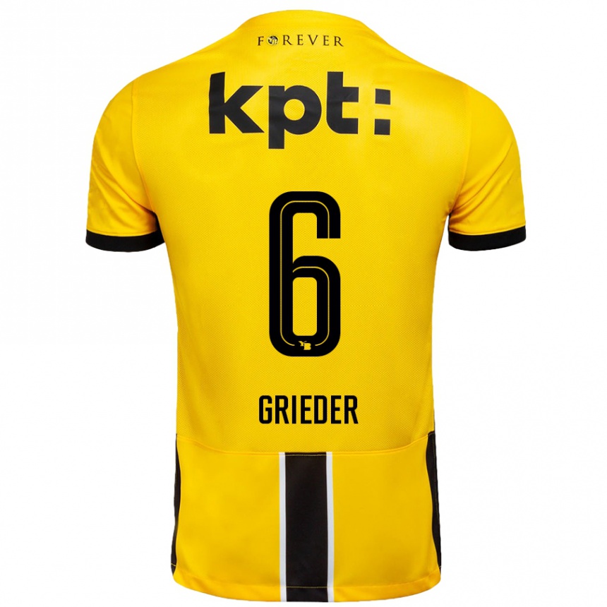 Kinder Fußball Lionel Grieder #6 Gelb Schwarz Heimtrikot Trikot 2024/25 T-Shirt Luxemburg