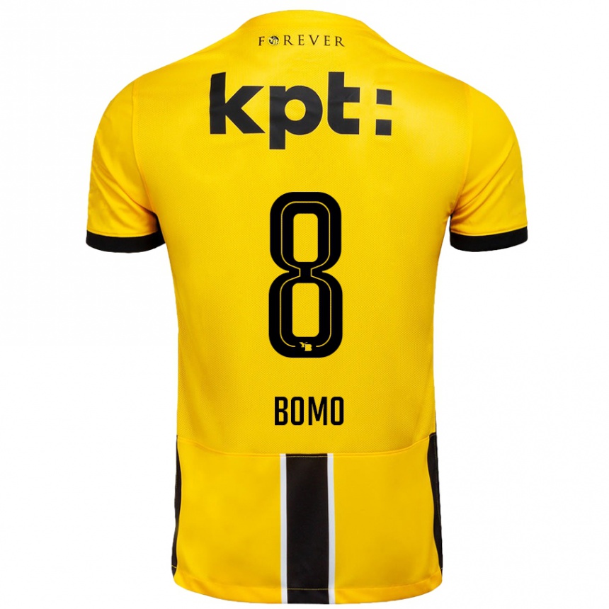 Kinder Fußball Jacques Bomo #8 Gelb Schwarz Heimtrikot Trikot 2024/25 T-Shirt Luxemburg