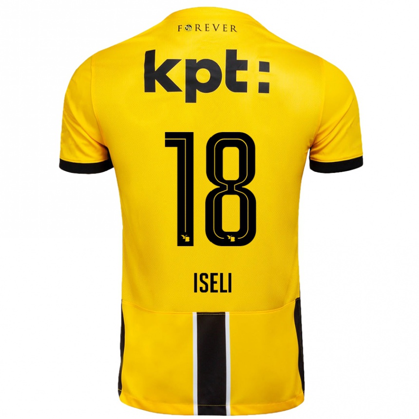 Kinder Fußball Marco Iseli #18 Gelb Schwarz Heimtrikot Trikot 2024/25 T-Shirt Luxemburg