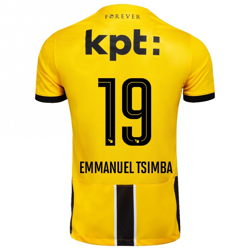 Kinder Fußball Felix Emmanuel Tsimba #19 Gelb Schwarz Heimtrikot Trikot 2024/25 T-Shirt Luxemburg