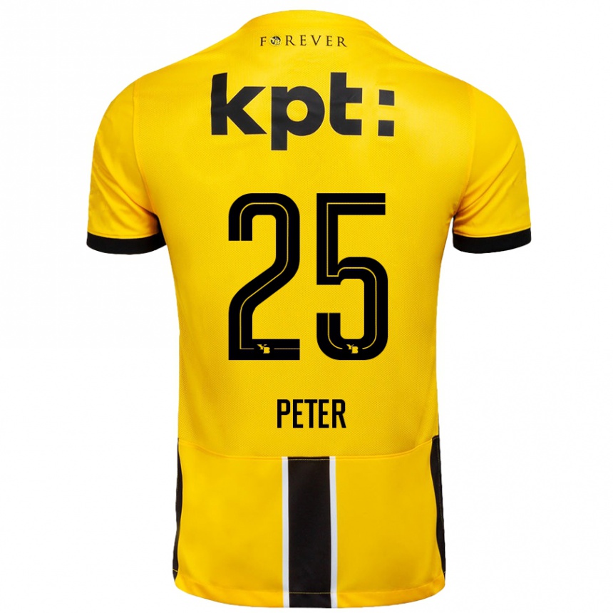 Kinder Fußball Luc Peter #25 Gelb Schwarz Heimtrikot Trikot 2024/25 T-Shirt Luxemburg