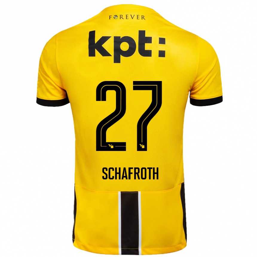 Kinder Fußball Reto Schafroth #27 Gelb Schwarz Heimtrikot Trikot 2024/25 T-Shirt Luxemburg