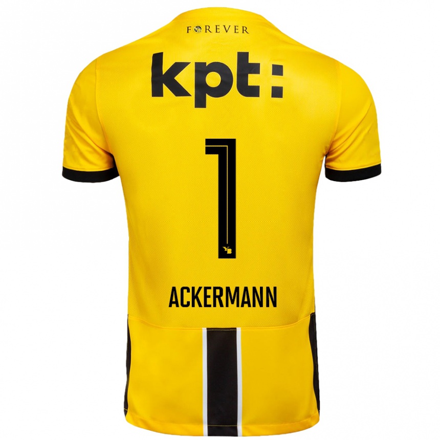 Kinder Fußball Jara Ackermann #1 Gelb Schwarz Heimtrikot Trikot 2024/25 T-Shirt Luxemburg