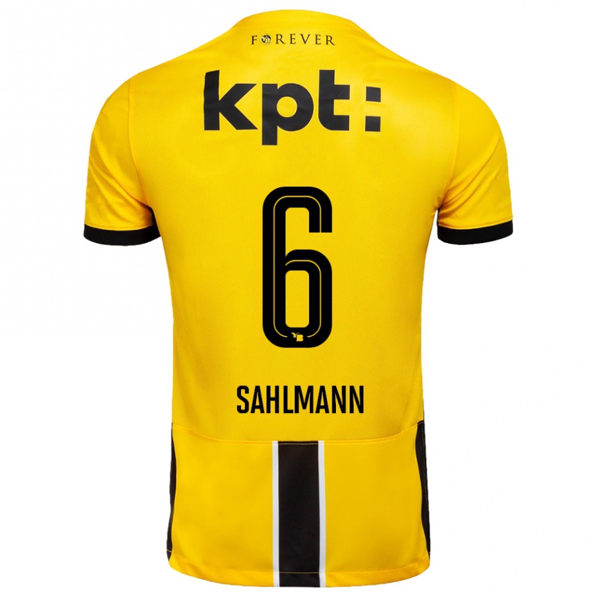 Kinder Fußball Henrike Sahlmann #6 Gelb Schwarz Heimtrikot Trikot 2024/25 T-Shirt Luxemburg