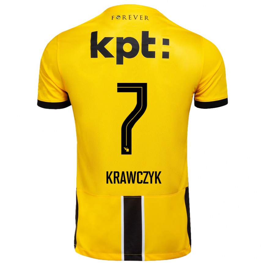 Kinder Fußball Caroline Krawczyk #7 Gelb Schwarz Heimtrikot Trikot 2024/25 T-Shirt Luxemburg