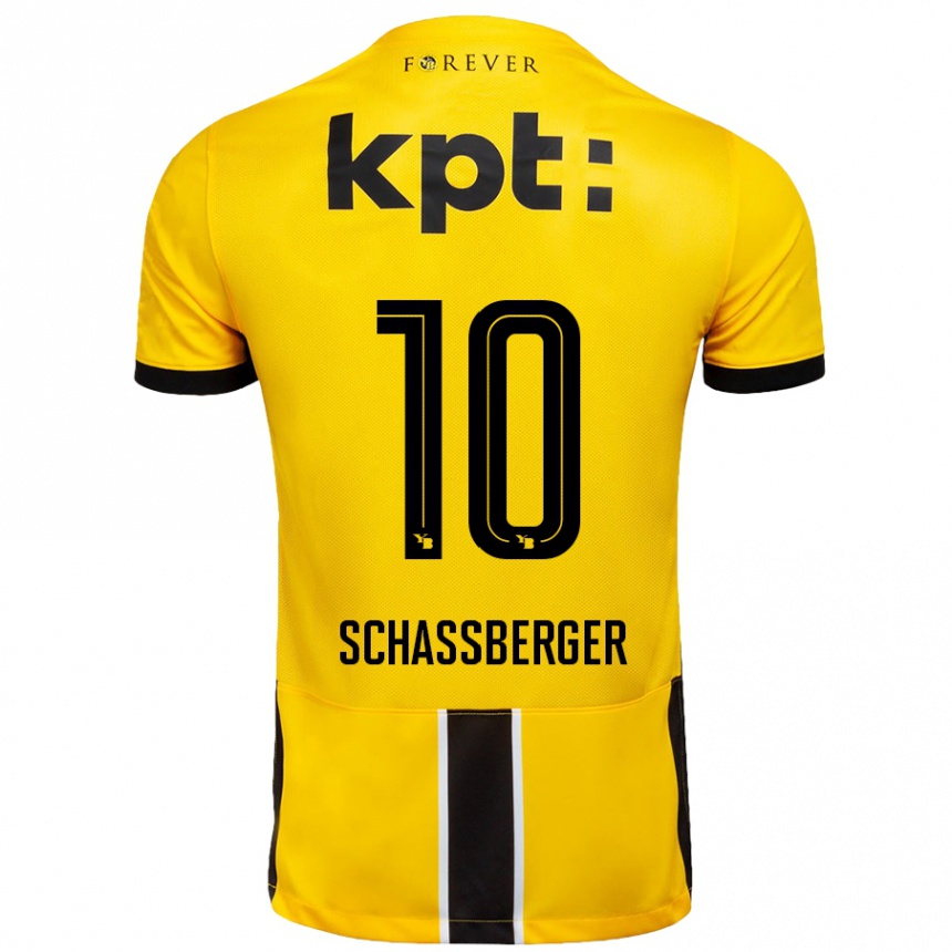 Kinder Fußball Julia Schassberger #10 Gelb Schwarz Heimtrikot Trikot 2024/25 T-Shirt Luxemburg