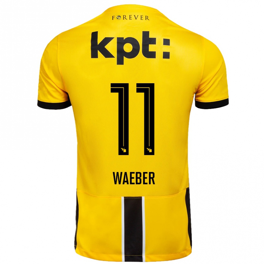 Kinder Fußball Stéphanie Waeber #11 Gelb Schwarz Heimtrikot Trikot 2024/25 T-Shirt Luxemburg