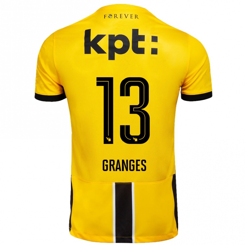 Kinder Fußball Malaurie Granges #13 Gelb Schwarz Heimtrikot Trikot 2024/25 T-Shirt Luxemburg