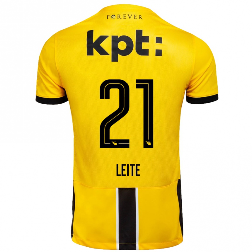 Kinder Fußball Ana Leite #21 Gelb Schwarz Heimtrikot Trikot 2024/25 T-Shirt Luxemburg