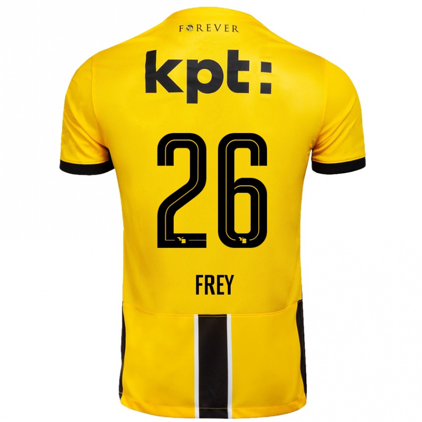 Kinder Fußball Laura Frey #26 Gelb Schwarz Heimtrikot Trikot 2024/25 T-Shirt Luxemburg