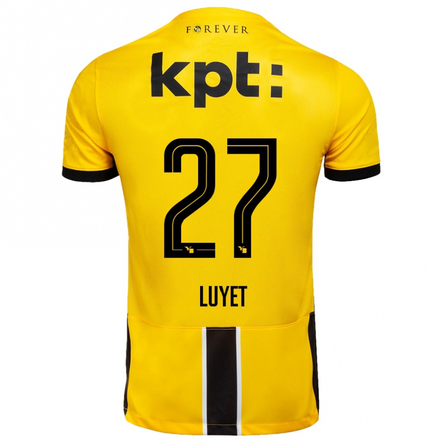 Kinder Fußball Naomi Luyet #27 Gelb Schwarz Heimtrikot Trikot 2024/25 T-Shirt Luxemburg