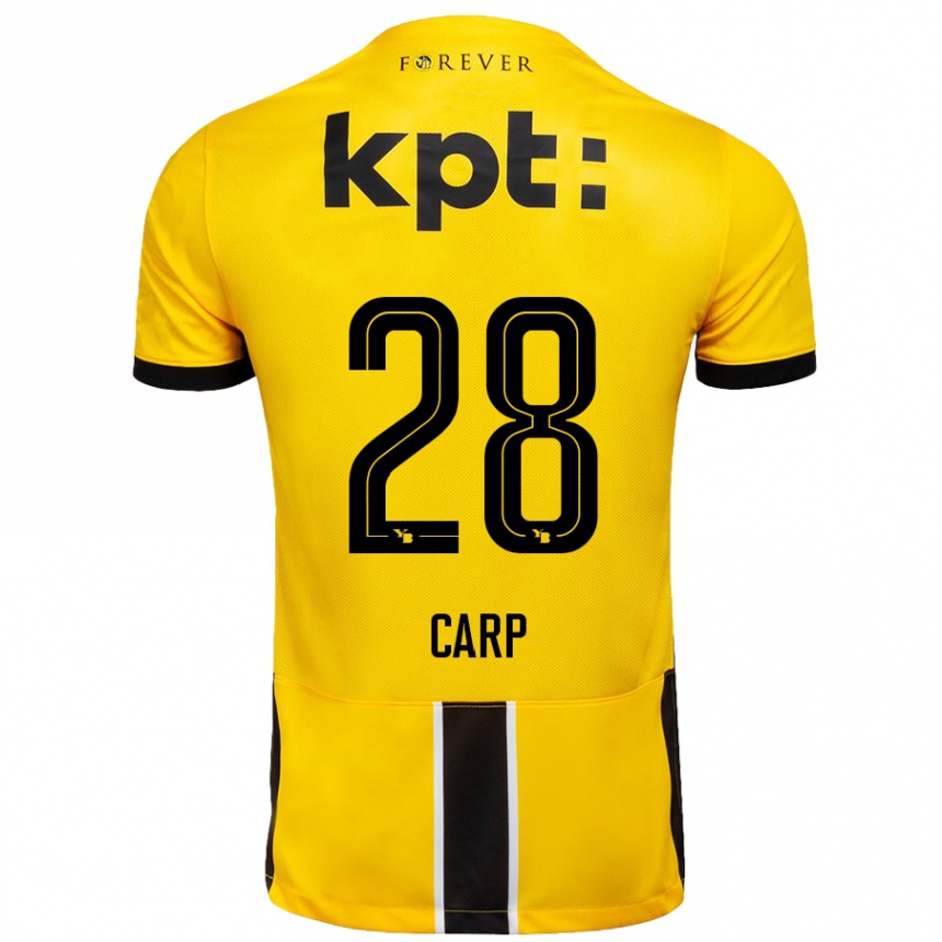 Kinder Fußball Cristina Carp #28 Gelb Schwarz Heimtrikot Trikot 2024/25 T-Shirt Luxemburg