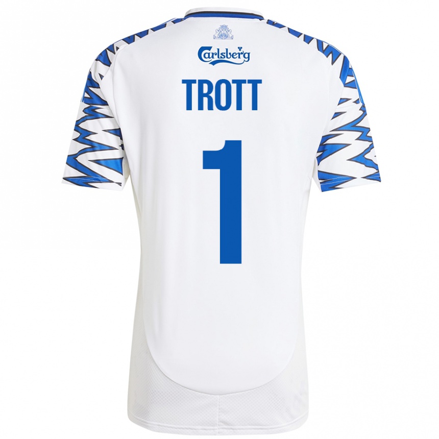 Kinder Fußball Nathan Trott #1 Weiß Himmelblau Heimtrikot Trikot 2024/25 T-Shirt Luxemburg