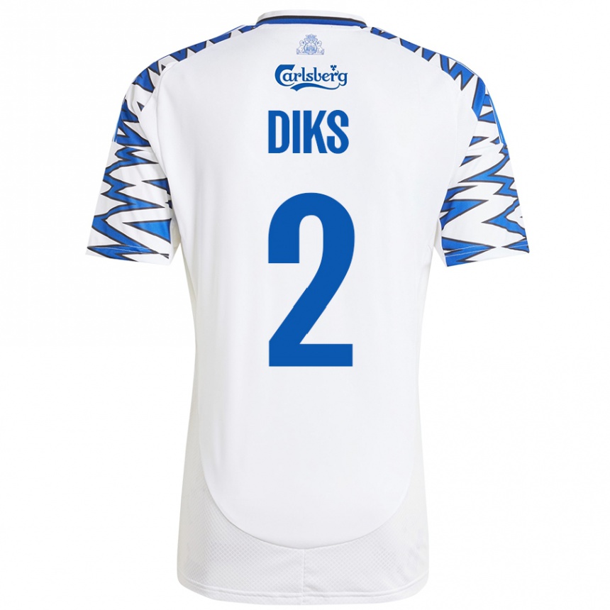 Kinder Fußball Kevin Diks #2 Weiß Himmelblau Heimtrikot Trikot 2024/25 T-Shirt Luxemburg