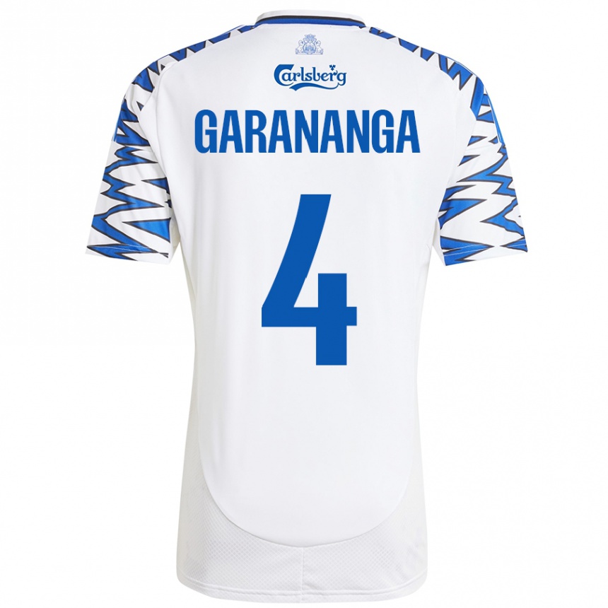 Kinder Fußball Munashe Garananga #4 Weiß Himmelblau Heimtrikot Trikot 2024/25 T-Shirt Luxemburg