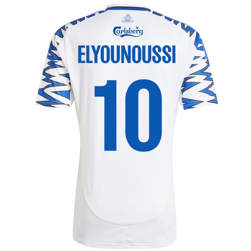 Kinder Fußball Mohamed Elyounoussi #10 Weiß Himmelblau Heimtrikot Trikot 2024/25 T-Shirt Luxemburg