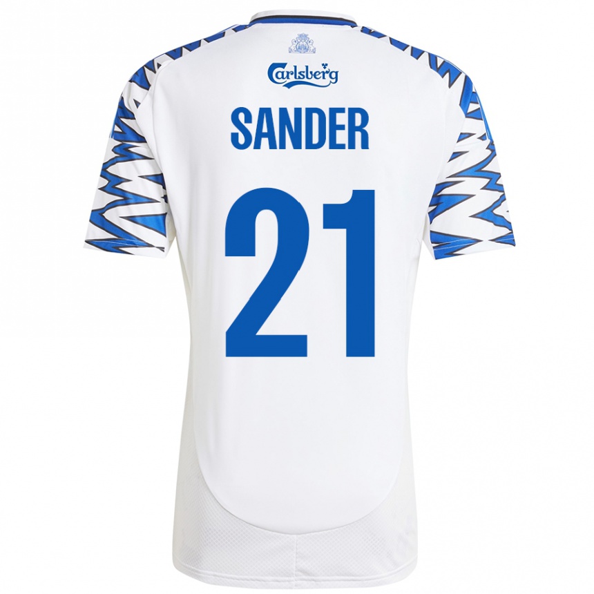 Kinder Fußball Theo Sander #21 Weiß Himmelblau Heimtrikot Trikot 2024/25 T-Shirt Luxemburg