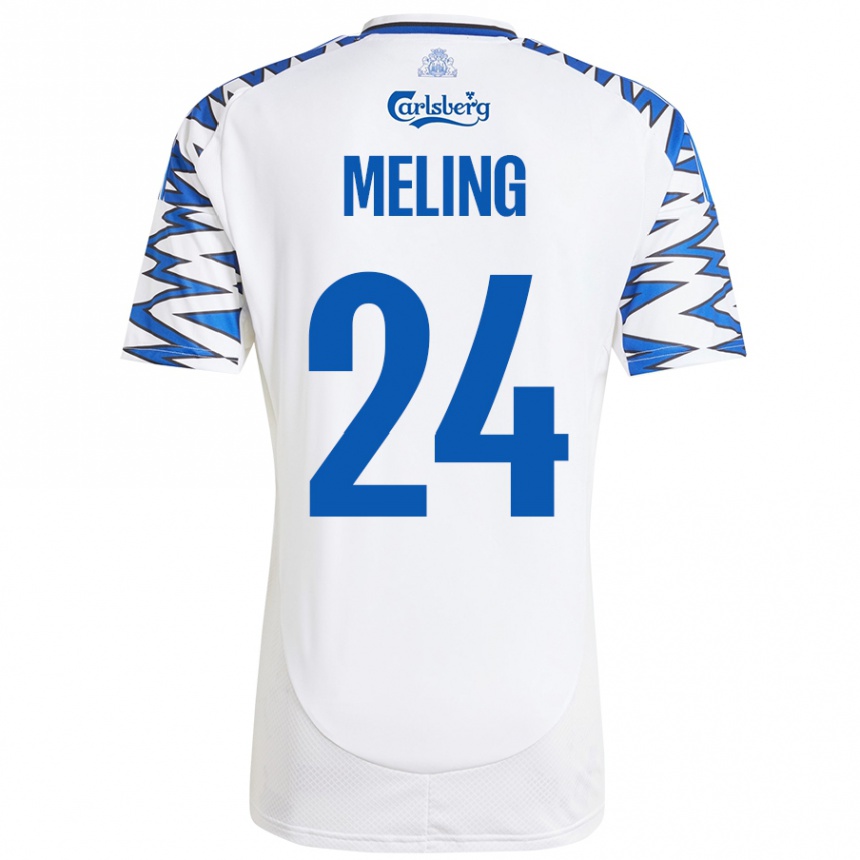 Kinder Fußball Birger Meling #24 Weiß Himmelblau Heimtrikot Trikot 2024/25 T-Shirt Luxemburg