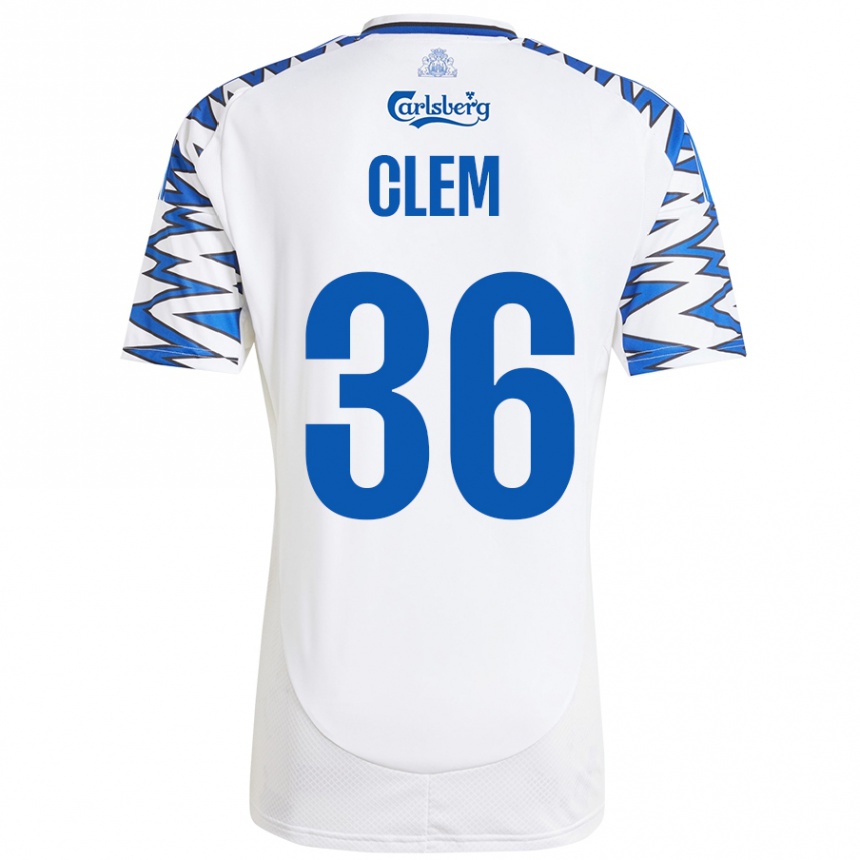 Kinder Fußball William Clem #36 Weiß Himmelblau Heimtrikot Trikot 2024/25 T-Shirt Luxemburg