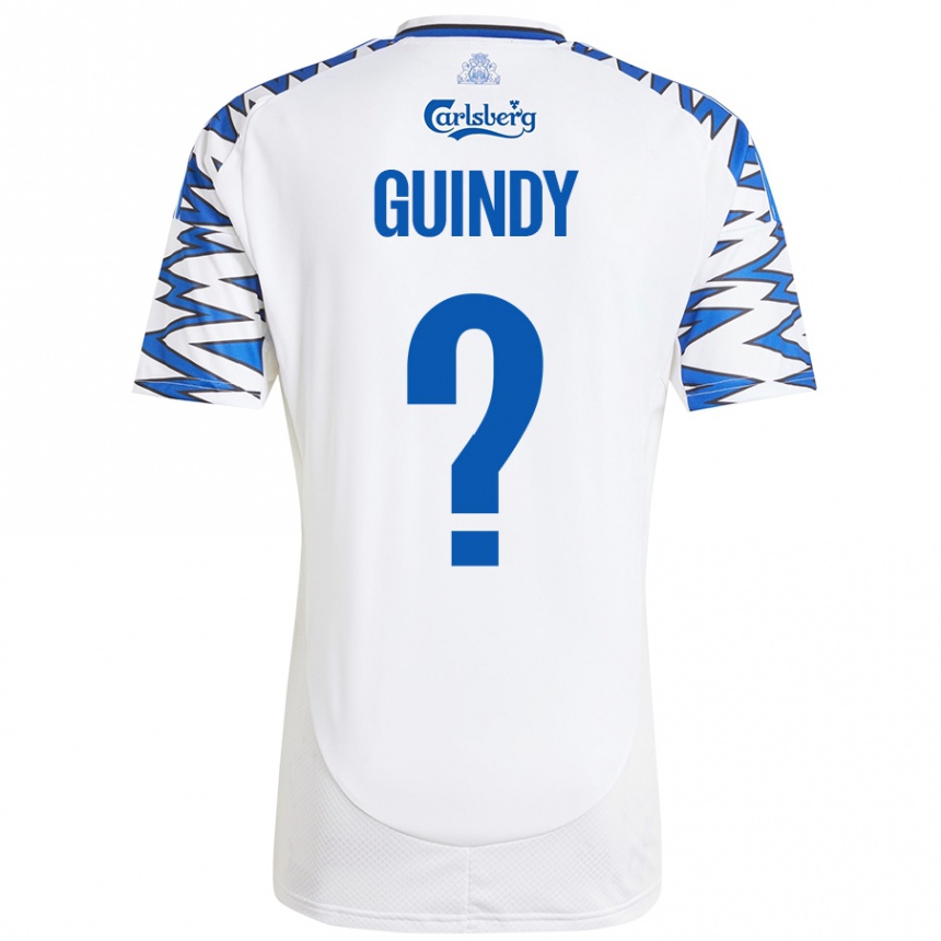 Kinder Fußball Eliot Guindy #0 Weiß Himmelblau Heimtrikot Trikot 2024/25 T-Shirt Luxemburg