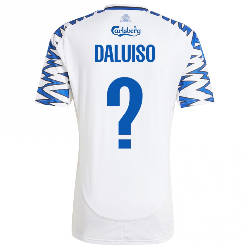 Kinder Fußball Christoffer Daluiso #0 Weiß Himmelblau Heimtrikot Trikot 2024/25 T-Shirt Luxemburg