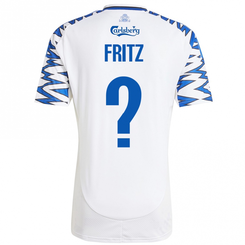 Kinder Fußball Gustav Fritz #0 Weiß Himmelblau Heimtrikot Trikot 2024/25 T-Shirt Luxemburg