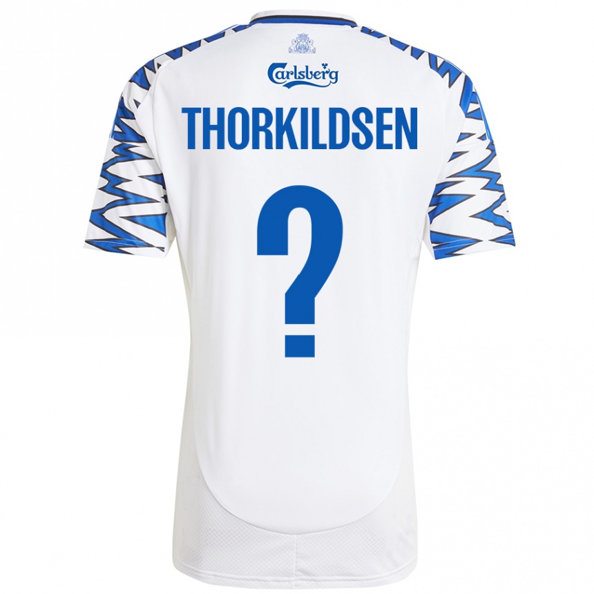 Kinder Fußball Elias Thorkildsen #0 Weiß Himmelblau Heimtrikot Trikot 2024/25 T-Shirt Luxemburg