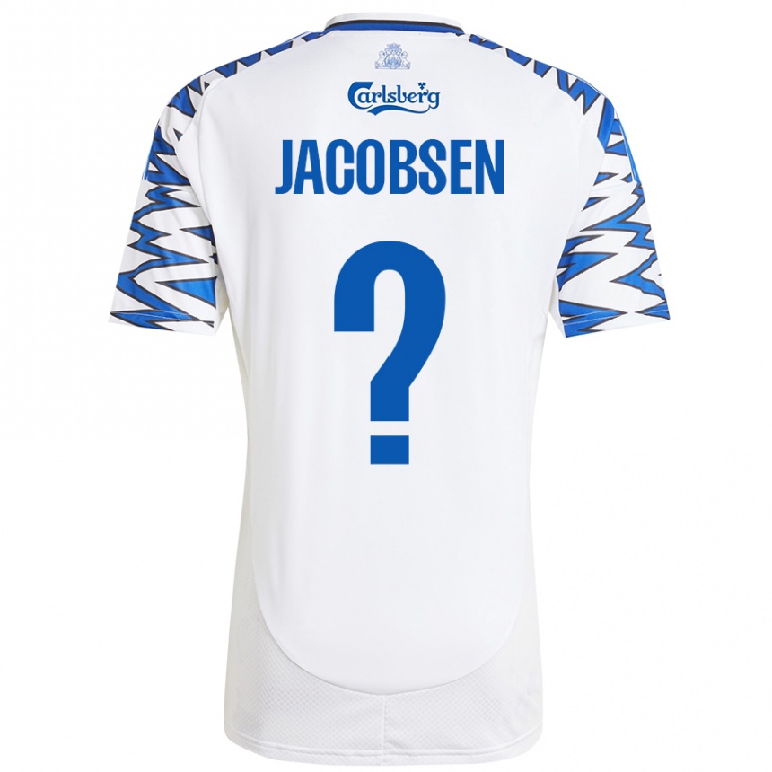 Kinder Fußball Holger Jacobsen #0 Weiß Himmelblau Heimtrikot Trikot 2024/25 T-Shirt Luxemburg