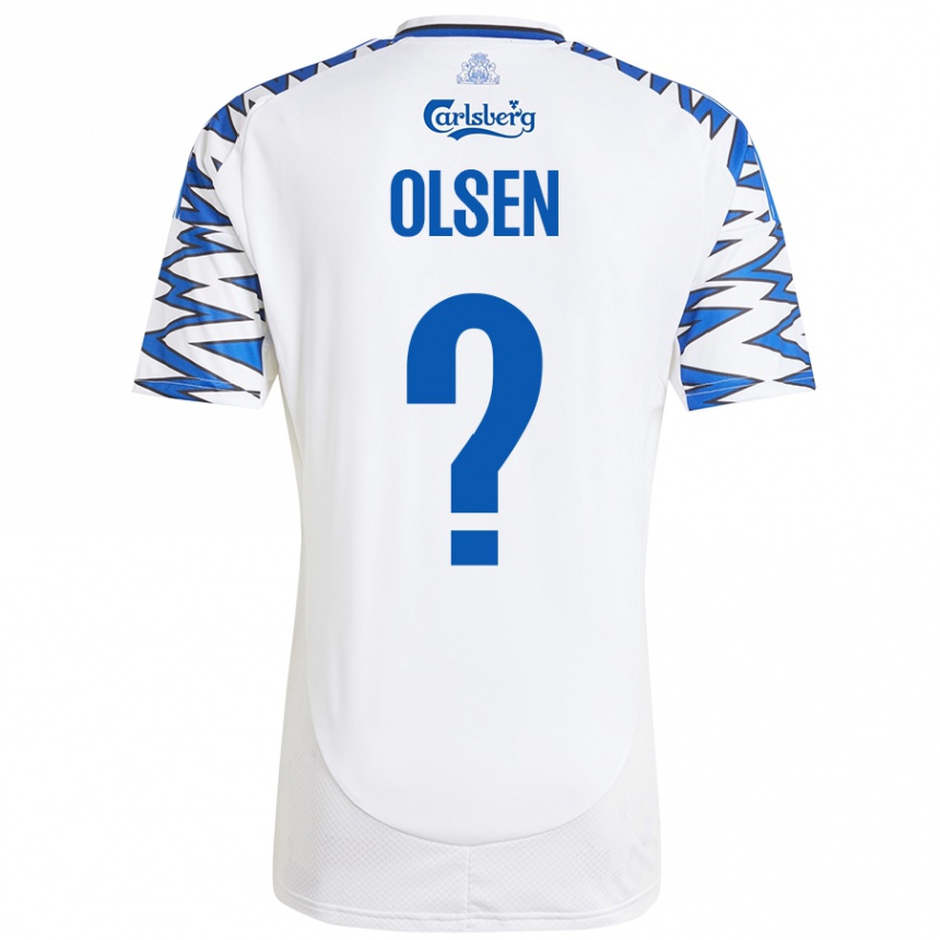 Kinder Fußball Gunnar Olsen #0 Weiß Himmelblau Heimtrikot Trikot 2024/25 T-Shirt Luxemburg