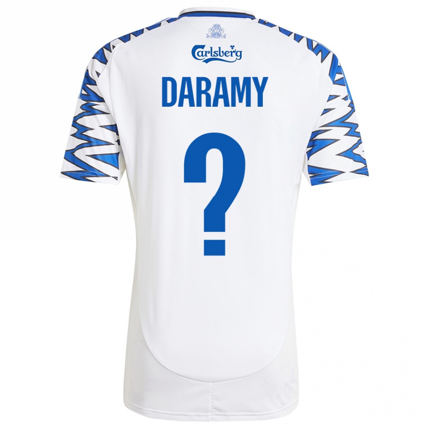 Kinder Fußball Abdul Daramy #0 Weiß Himmelblau Heimtrikot Trikot 2024/25 T-Shirt Luxemburg