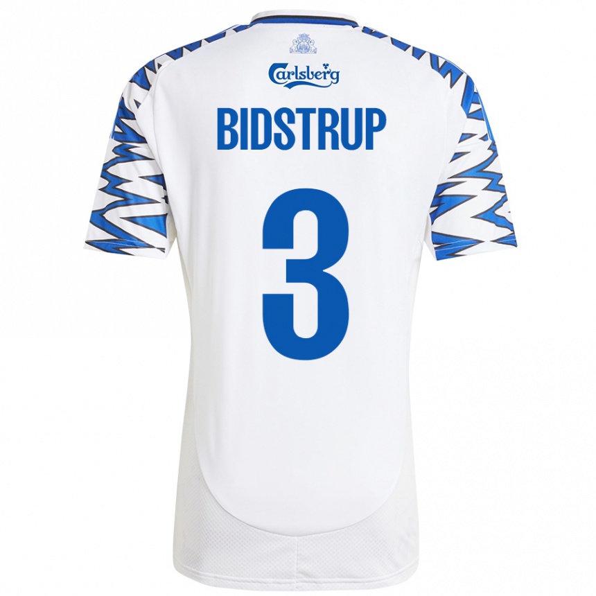 Kinder Fußball Hjalte Bidstrup #3 Weiß Himmelblau Heimtrikot Trikot 2024/25 T-Shirt Luxemburg