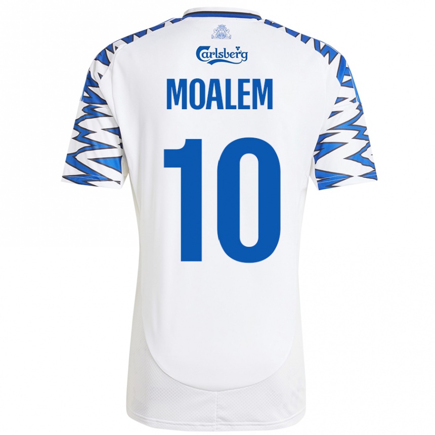 Kinder Fußball Jonathan Moalem #10 Weiß Himmelblau Heimtrikot Trikot 2024/25 T-Shirt Luxemburg