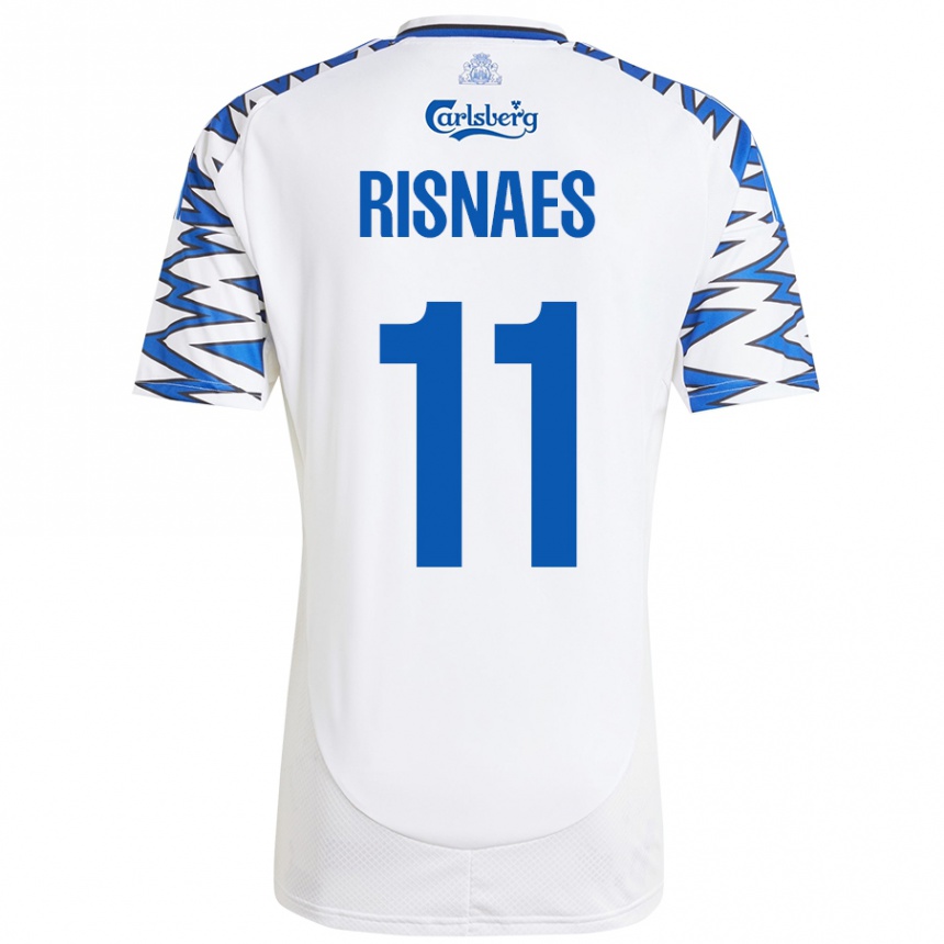 Kinder Fußball Roberto Risnaes #11 Weiß Himmelblau Heimtrikot Trikot 2024/25 T-Shirt Luxemburg