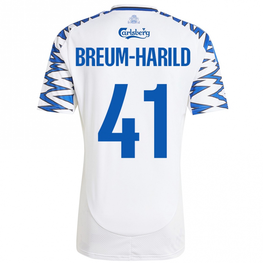 Kinder Fußball Tobias Breum-Harild #41 Weiß Himmelblau Heimtrikot Trikot 2024/25 T-Shirt Luxemburg