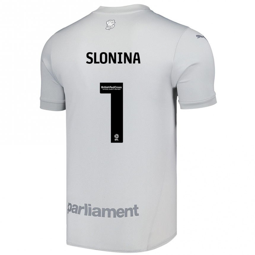 Kinder Fußball Gabriel Slonina #1 Silbergrau Auswärtstrikot Trikot 2024/25 T-Shirt Luxemburg