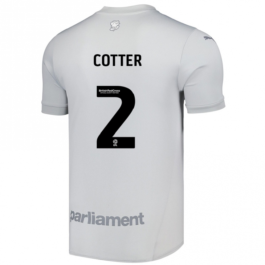 Kinder Fußball Barry Cotter #2 Silbergrau Auswärtstrikot Trikot 2024/25 T-Shirt Luxemburg