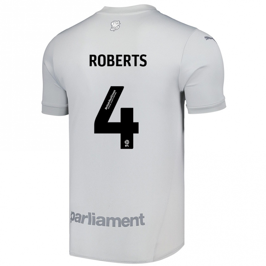 Kinder Fußball Marc Roberts #4 Silbergrau Auswärtstrikot Trikot 2024/25 T-Shirt Luxemburg