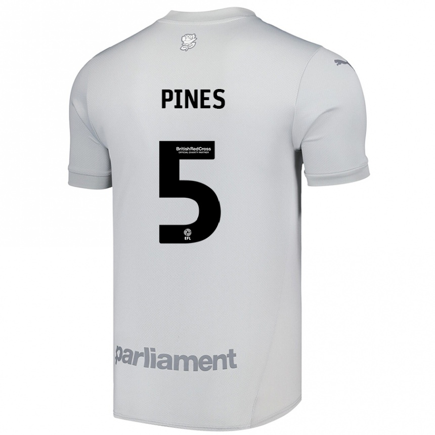 Kinder Fußball Donovan Pines #5 Silbergrau Auswärtstrikot Trikot 2024/25 T-Shirt Luxemburg