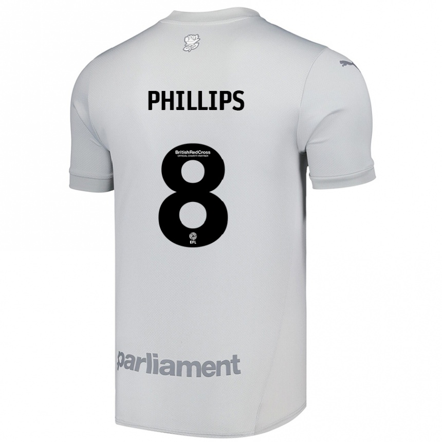 Kinder Fußball Adam Phillips #8 Silbergrau Auswärtstrikot Trikot 2024/25 T-Shirt Luxemburg