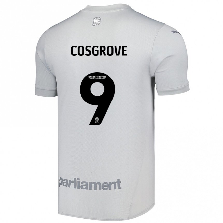 Kinder Fußball Sam Cosgrove #9 Silbergrau Auswärtstrikot Trikot 2024/25 T-Shirt Luxemburg