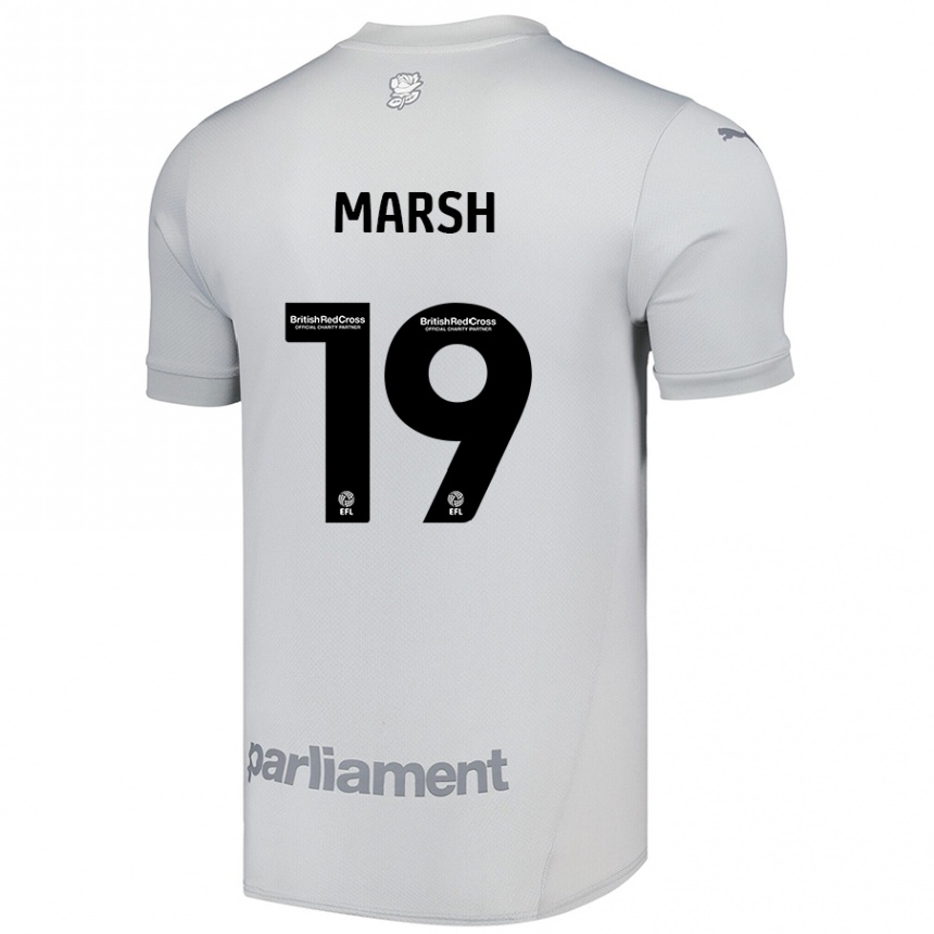 Kinder Fußball Aiden Marsh #19 Silbergrau Auswärtstrikot Trikot 2024/25 T-Shirt Luxemburg