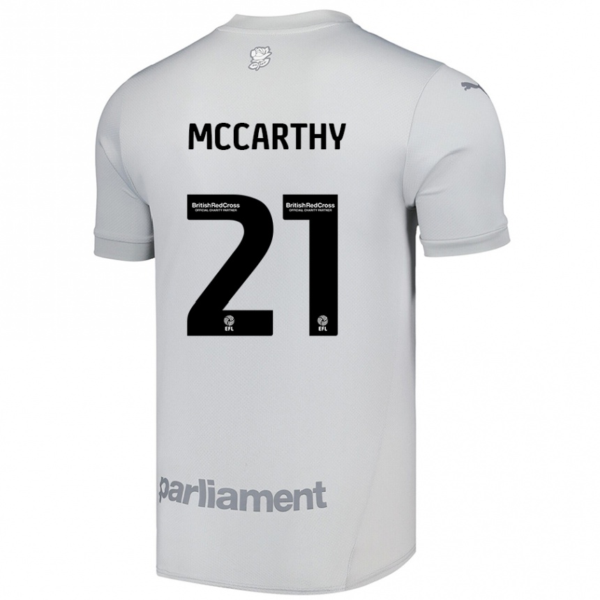 Kinder Fußball Conor Mccarthy #21 Silbergrau Auswärtstrikot Trikot 2024/25 T-Shirt Luxemburg