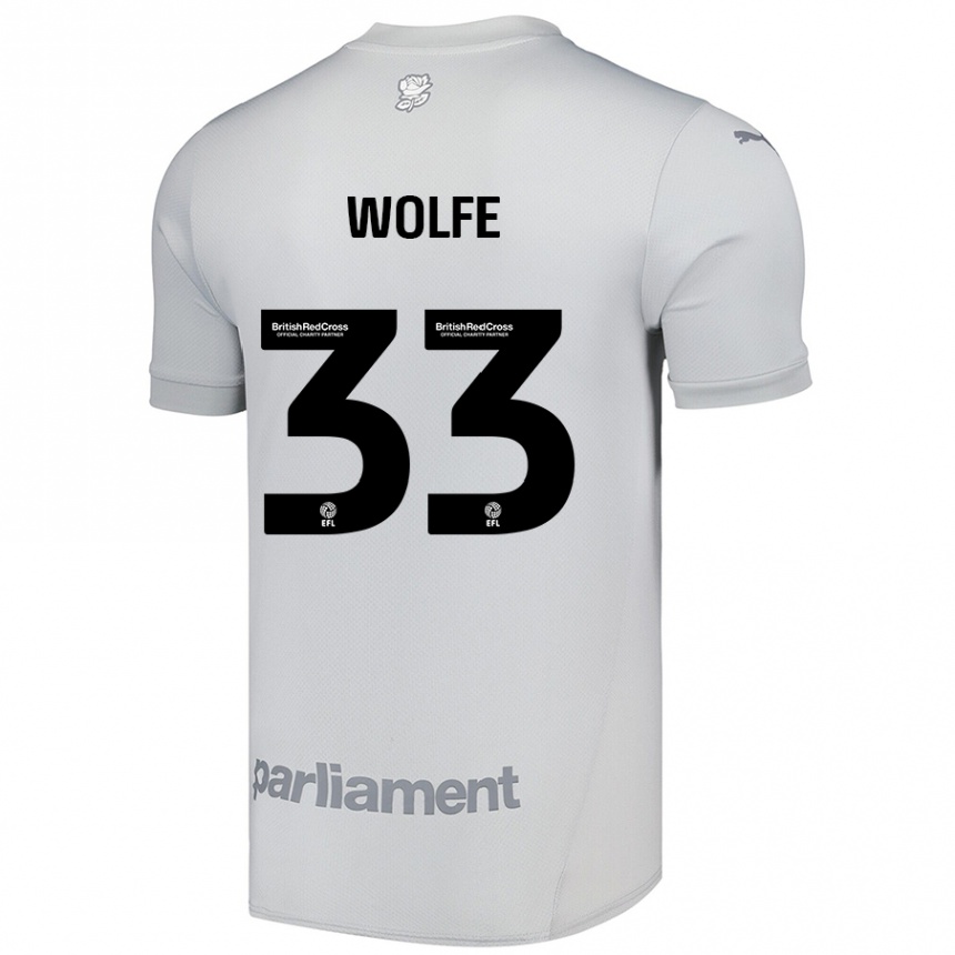 Kinder Fußball Matty Wolfe #33 Silbergrau Auswärtstrikot Trikot 2024/25 T-Shirt Luxemburg