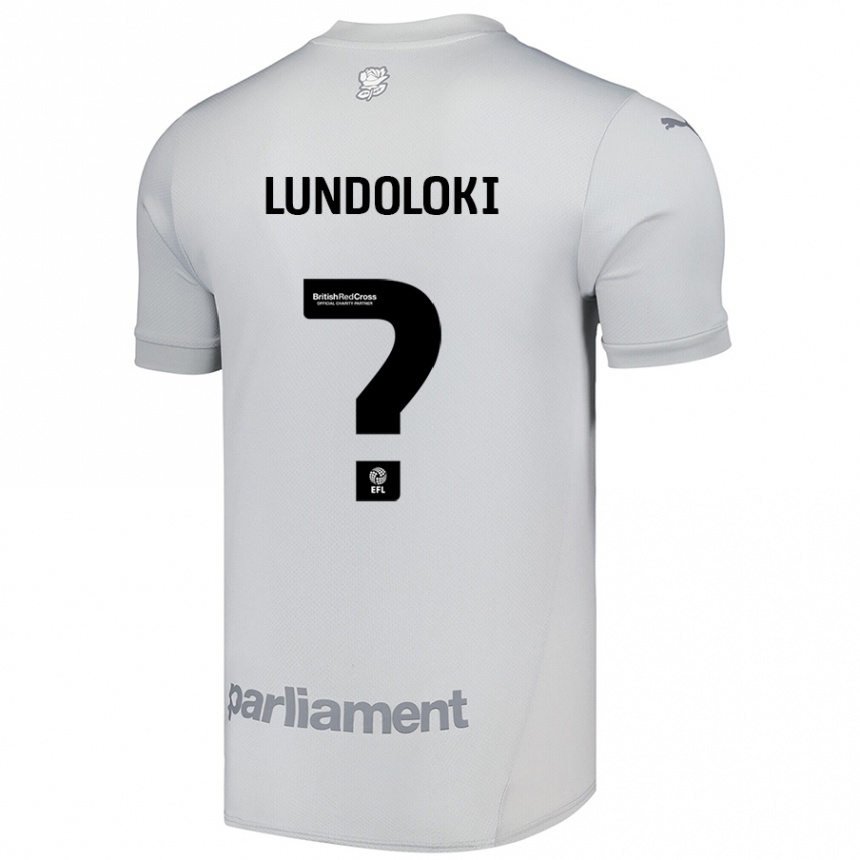 Kinder Fußball Geoffrey Lundoloki #0 Silbergrau Auswärtstrikot Trikot 2024/25 T-Shirt Luxemburg