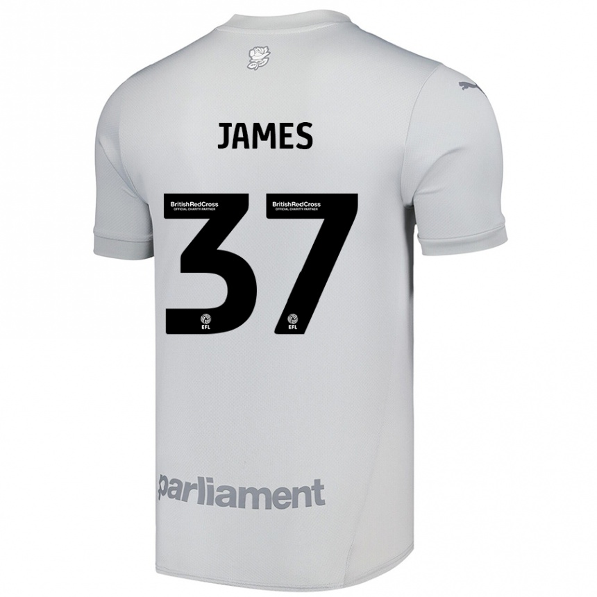 Kinder Fußball Nathan James #37 Silbergrau Auswärtstrikot Trikot 2024/25 T-Shirt Luxemburg